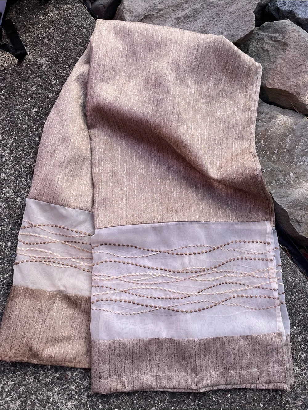 Elegant Neutral Embellished Curtain Panel
